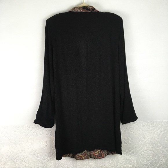 Vintage Carole Little black boyfriend blazer paisley cuffs and collar lapel - Picture 10 of 13